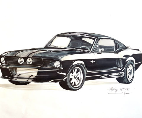 Croquis voiture Mustang - solvejgdesign